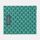 可愛いドッグパターンとフロッピーイヤー&ボーンカスタム付き フリースブランケット (正面(横))