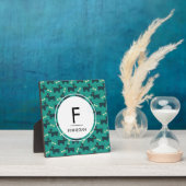 可愛いドッグパターンとフロッピーイヤー&ボーンモノグラム フォトプラーク (インサイチュ)