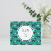 可愛いドッグパターンとフロッピーイヤー&ボーン ポストカード (スタンド正面)