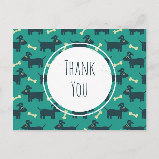 可愛いドッグパターンとフロッピーイヤー&ボーン ポストカード (正面)