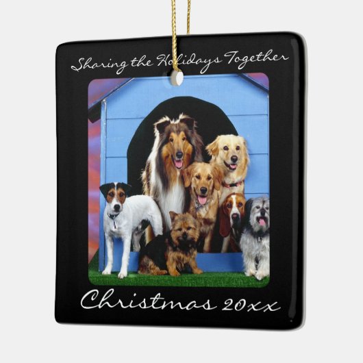 可愛いドッグパックファミリーペットパーソナライズされたオーナメント セラミックオーナメント (左)