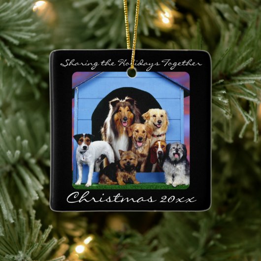 可愛いドッグパックファミリーペットパーソナライズされたオーナメント セラミックオーナメント (ツリー)