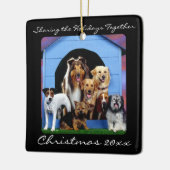 可愛いドッグパックファミリーペットパーソナライズされたオーナメント セラミックオーナメント (左)