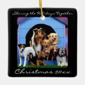 可愛いドッグパックファミリーペットパーソナライズされたオーナメント セラミックオーナメント (正面)