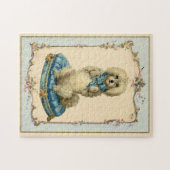 可愛いドッグブルークッションヴィンテージ再現 ジグソーパズル (横)