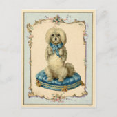 可愛いドッグブルークッションヴィンテージ再現 ポストカード (正面)