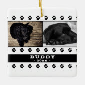 可愛いドッグポー2フォトコラージクリスマスキープサケ セラミックオーナメント (正面)