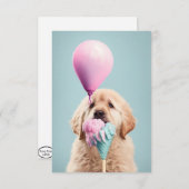 可愛いドッゴールデントリーバーフラットグリーティングカード サンキューカード (正面/裏面)