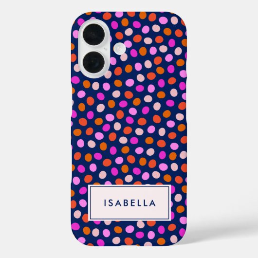 可愛いドットスポットライトブルーパープルパーソナライズされた Case-Mate iPhoneケース (裏面)