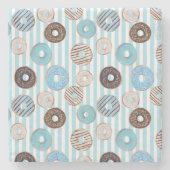 可愛いドナツブルーパステルストライプの香り ストーンコースター (正面)