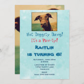 可愛いドバーマンチルドバースデーパーティー 招待状 (正面/裏面)