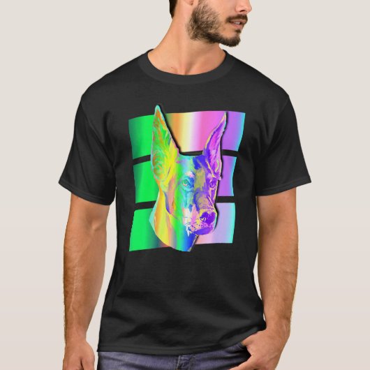 可愛いドバーマンドッグカラフル動物 Tシャツ (正面)