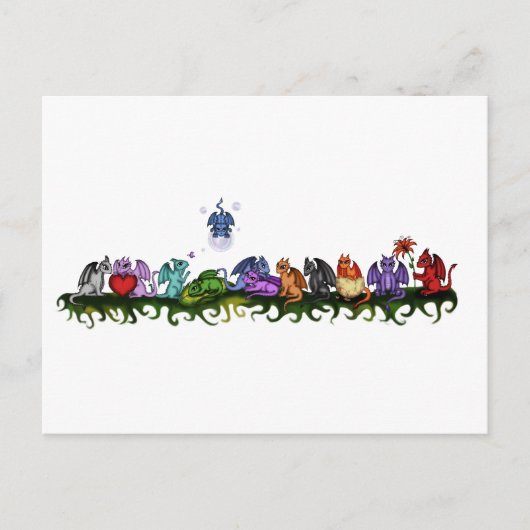 可愛いドラゴンが多い ポストカード (正面)