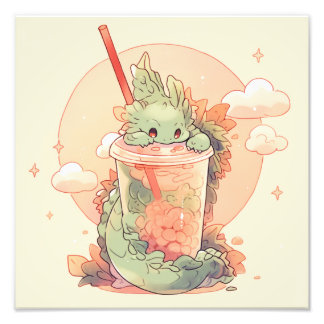 可愛いドラゴンのイラストレーション フォトプリント