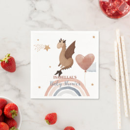 可愛いドラゴンアフリカ系アメリカ人少年の赤ちゃんシャワー スタンダードカクテルナプキン