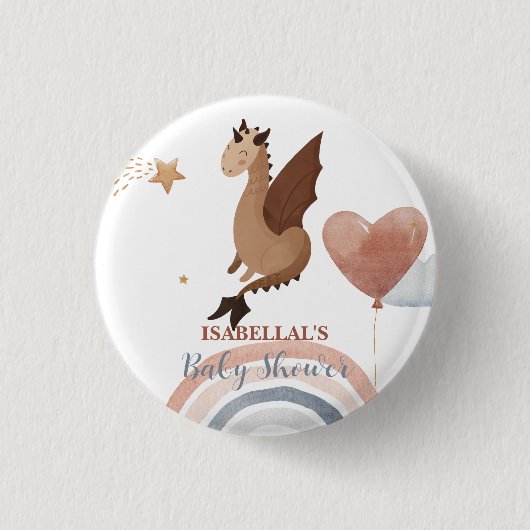 可愛いドラゴンアフリカ系アメリカ人少年の赤ちゃんシャワー 缶バッジ (正面)