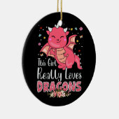 可愛いドラゴンガール愛ドラゴンスウィングスファンタジー火災 セラミックオーナメント (右)