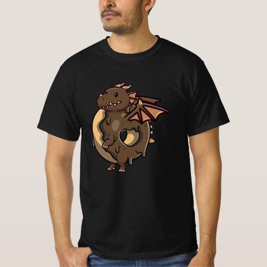 可愛いドラゴンドーナッツチョコレート Tシャツ (正面)