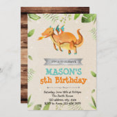 可愛いドラゴンバースデーパーティーのご招待 招待状 (正面/裏面)