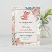 可愛いドラゴンベビーシャワー招待状 招待状 (スタンド正面)