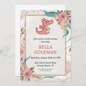 可愛いドラゴンベビーシャワー招待状 招待状 (正面/裏面)