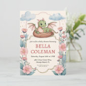 可愛いドラゴンベビーシャワー招待状 招待状 (スタンド正面)