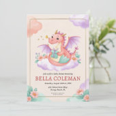 可愛いドラゴンベビーシャワー招待状 招待状 (スタンド正面)