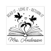 可愛いドラゴンライブラリフローラ成長あなたの心先生 セルフインキングスタンプ (デザイン)