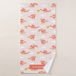 可愛いドラゴンワイルドパターンパーソナライズされた名 バスタオルセット