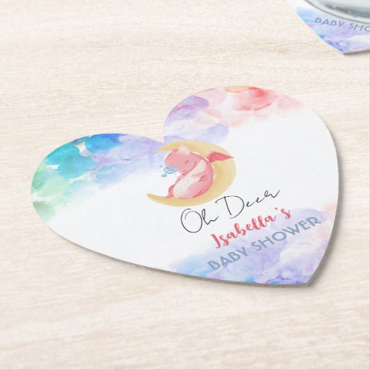 可愛いドラゴン恐竜の虹バルーンベイビーシャワー ペーパーコースター (アングル)