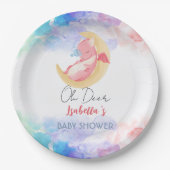 可愛いドラゴン恐竜の虹バルーンベイビーシャワー ペーパープレート (正面)