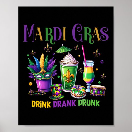 可愛いドリンクがマルディ飲グラおもしろいスデイDrinkiを飲んだ ポスター (正面)