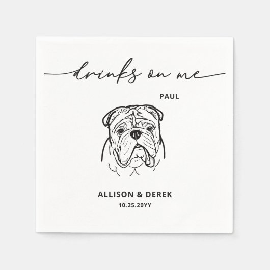 可愛いドリンクを私にペット英語ブルドッグ結婚ズ スタンダードカクテルナプキン (正面)