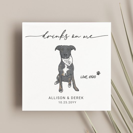 可愛いドリンクを飼うバンダナ結婚犬 スタンダードカクテルナプキン