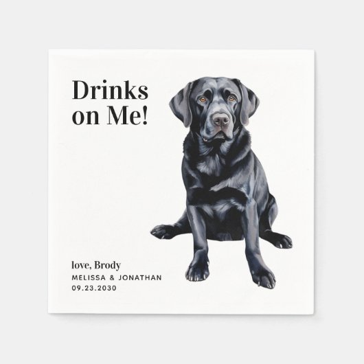 可愛いドリンクオンミーラブラドールレトリエバードッグ結婚ズ スタンダードカクテルナプキン (正面)