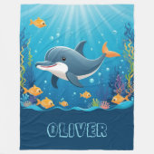 可愛いドルフィンウォーターパーソナライズされたカラー フリースブランケット (正面)