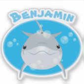 可愛いドルフィンバブル漫画イラストレーション シール (正面)