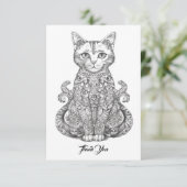 可愛いドードルアート猫 サンキューカード (スタンド正面)