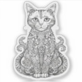 可愛いドードルアート猫 シール (正面)