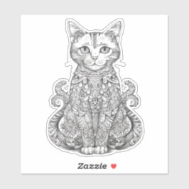 可愛いドードルアート猫 シール