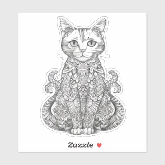 可愛いドードルアート猫 シール (シート)