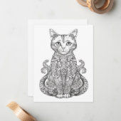 可愛いドードルアート猫 ノートカード (正面/裏面インサイチュ)