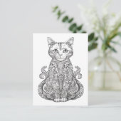 可愛いドードルアート猫 ポストカード (スタンド正面)