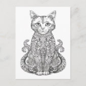 可愛いドードルアート猫 ポストカード (正面)