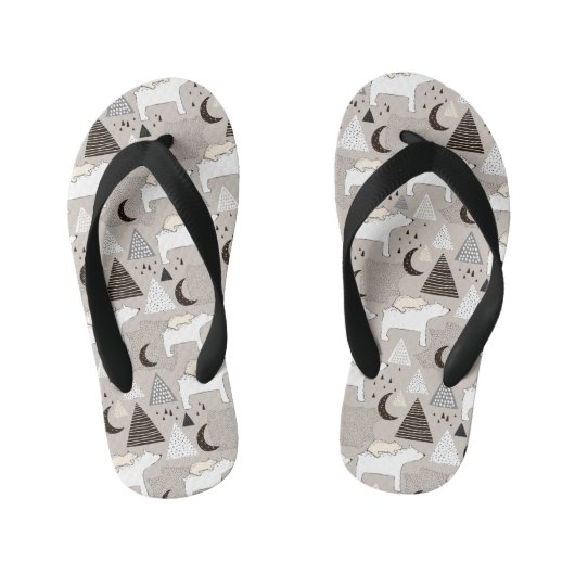 可愛いドードルウッドランドベアパターン キッズビーチサンダル (フットベッド)