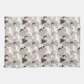 可愛いドードルウッドランドベアパターン キッチンタオル (横)