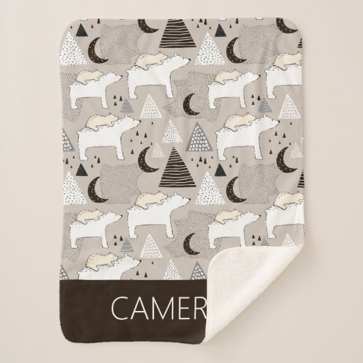 可愛いドードルウッドランドベアパターン シェルパブランケット (正面)