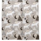 可愛いドードルウッドランドベアパターン シャワーカーテン (正面)