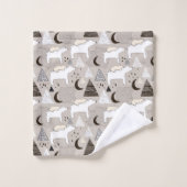 可愛いドードルウッドランドベアパターン バスタオルセット (ウォッシュタオル)