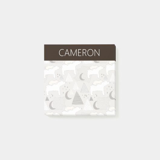 可愛いドードルウッドランドベアパターン ポストイット (正面)